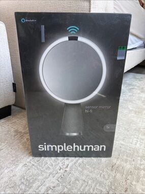 simplehuman LED Sensor Mirror with 5x Magnification — Grey/Silver NEW!